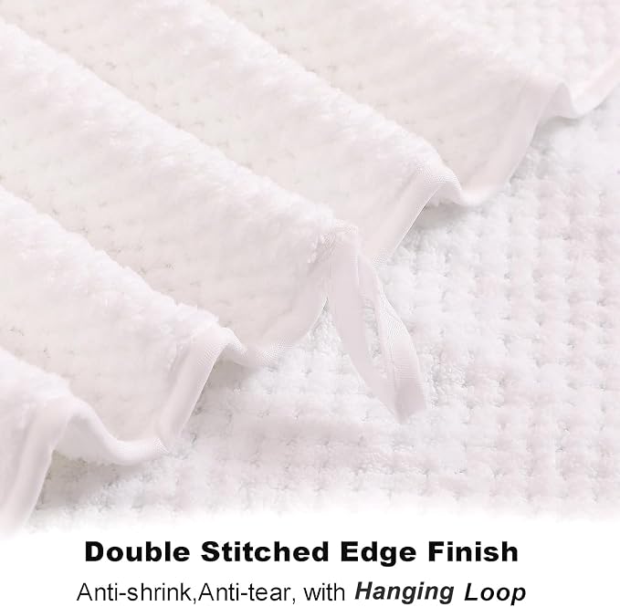 Smuge 8pcs Bath Towel Set, 2 Extra Large Bath Towel Sheets, 2 Hand Towels and 4 Washcloths- Highly Absorbent Microfiber,Ultra Soft Towel Set for Bathroom,Waffle Weave Design, Pack of 8 (White) - Image 6