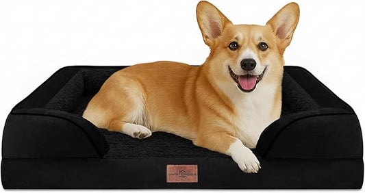 Comfort Expression Orthopedic Dog Beds for Large Sized Dog with Bolster | Waterproof Dog Couch Bed with Washable Cover & Non-Slip Bottom, Supportive Egg Crate Foam Large Pet Bed, 35x22 Inch by ComfortExpression