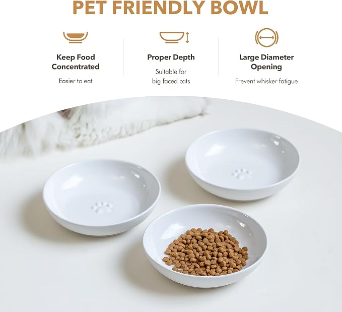 Havniva Ceramic Cat Food Bowls, Shallow Cat Dishes for Indoor Cats Set of 3 | Wide Opening, 5.6” Ceramic Cat Bowls, Cat Plates for Wet & Dry Food, Non-slip Rubber Base, Whisker Friendly Cat Bowl - Image 5