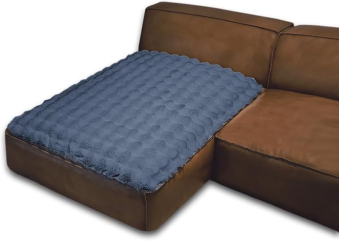 Dogs/Cats Bed Mats, Dog Pad Washable Removable Couch Cover with Anti-Slip Back, Plush Long Fur Mat, Perfect for Small, Medium and Large Dogs.(Noble Gray-Bubble, 40"x50") by SNUGGLESINTO