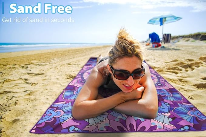 4 Pack Microfiber Oversized Lightweight Beach Towel 71"x32" XL Extra Large Thin Sand Free Towels Travel Swim Pool Yoga Gym Camping for Adults Women Men Beach Essentials Accessories Vacation Gift - Image 4
