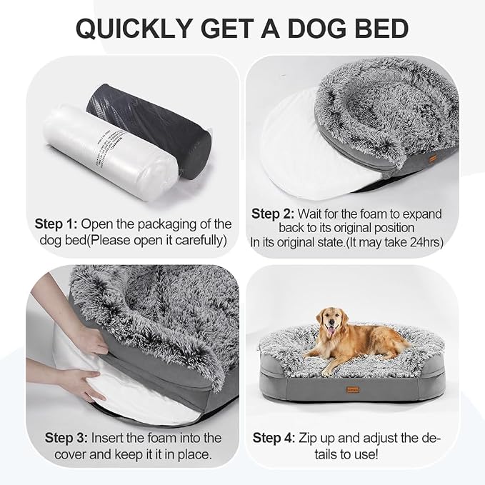 Gimars Upgrade 3.7in Ultra Thick Orthopedic Dog Beds for Large Dogs,Soft Egg Foam Dog Sofa Bed, 28D Crate Foam Washable Cover, Waterproof Lining Supportive Half-Round for Puppy,Senior,Sick Dogs - Image 8