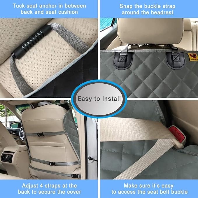 Bark Lover Deluxe Dog Seat Cover for Front Seat-More Durable Spill-Resistant Front Seat Protector, High Heat Resistant and Nonslip Front Seat Cover for Dogs Kids, Universal Size (Grey,1 Pack) - Image 4