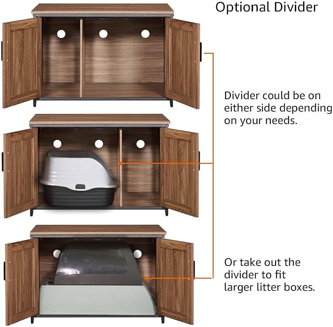 unipaws Top Opening Cat Litter Box Enclosure Furniture, Flip Top Design | XL Extra Large Cat Box, Friendly to Elderly People, High Jumbo Automatic Litter Box Cover Hidden for Large Cat - Image 5