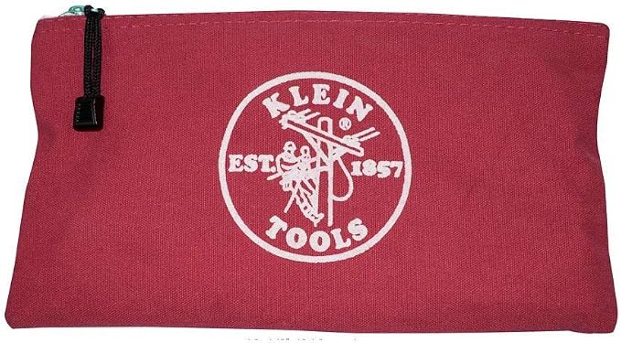 Klein Tools 5141 Zipper Tool Bag, Tool Pouch, Bank Deposit Canvas Utility Bag, 12.5 x 7-Inch, Brown/Black/Gray/Red 4-Pack - Image 4