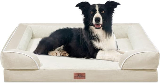 Comfort Expression Orthopedic Dog Beds for Large Sized Dog with Bolster | Waterproof Dog Couch Bed with Washable Cover & Non-Slip Bottom, Supportive Egg Crate Foam Large Pet Bed, 36x27 Inch by ComfortExpression