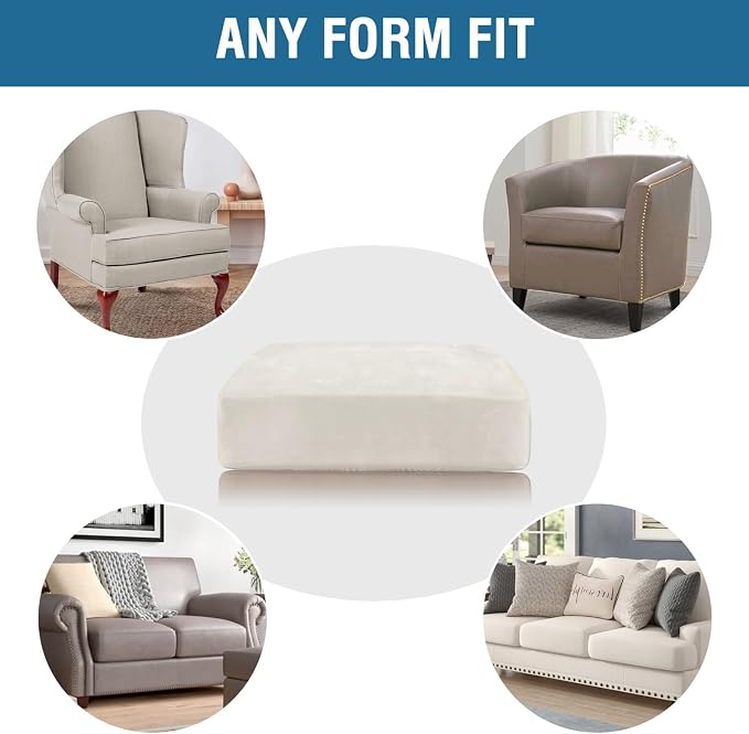 H.VERSAILTEX Velvet Stretch Couch Cushion Cover Plush Cushion Slipcover for Chair Loveseat Sofa Cushion Furniture Protector Seat Cushion Sofa Cover (3 Piece Sofa Cushion Covers, Porcelain White) - Image 7