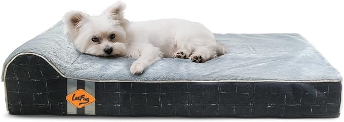 Laifug Orthopedic Dog Beds for Large Dogs,3" Memory Foam Dog Beds,Durable Water Proof Liner Removable and Washable, Nonskid Bottom, Black Grid Grey 34"x22"x5.5" by Laifug