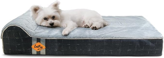 Laifug Orthopedic Dog Beds for Large Dogs,3" Memory Foam Dog Beds,Durable Water Proof Liner Removable and Washable, Nonskid Bottom, Black Grid Grey 34"x22"x5.5" by Laifug