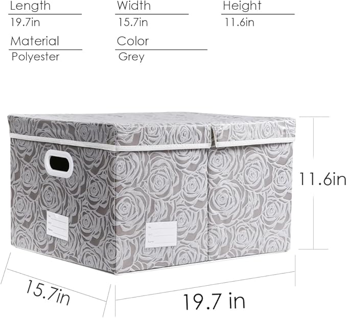 PRANDOM Extra Large Collapsible Storage Boxes with Lids Fabric Decorative Storage Bins Cubes Organizer Baskets with Cover Handles Divider for Bedroom Closet Living Room 19.6x15.7x11.8 Inch 3 Pack - Image 4