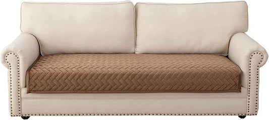 Eismodra Couch Cover,Sectional Couch Covers,Sofa Covers for 3 Cushion Couch,Anti-Slip Sofa Slipcovers for Dogs Cats Kids Loveseat Recliner L Shaped Armrest Backrest,Brown 43''x63''(Only 1 Piece) by Eismodra