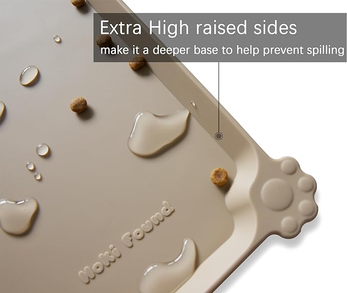 Hoki Found Large Silicone Pet Food Mats - Non Slip Dog & Cat Bowl Mats - Waterproof Tan - Image 2
