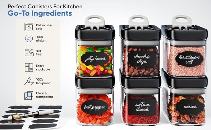 Chef's Path - Airtight Storage Boxes Set - 10 Labels and Markers - Kitchen and Pantry Storage - BPA Free - Plastic Storage Boxes with Upgraded Lids (6 Pieces - 1.5L) - Image 2