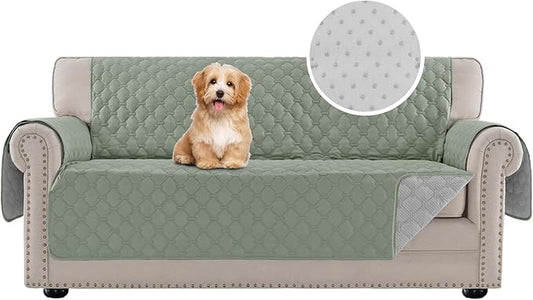 PrinceDeco Sofa Cover Couch Cover for Dogs Water Repellent Furniture Protector for Pets Couch Cover for 3 Cushion Couch Non-Slip Rubber Backing Cover Seat Width to 68"(Sofa, Sage) by PrinceDeco