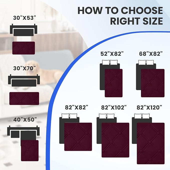 Waterproof Dog Bed Cover, Non-Slip Dog Blanket for Couch, Couch Covers for Dogs Washable, Pet Blanket for Furniture, Pet Bed Mat for Sofa, Car, Pet Supplies Christmas (68x82 Inch, Burgundy) - Image 4