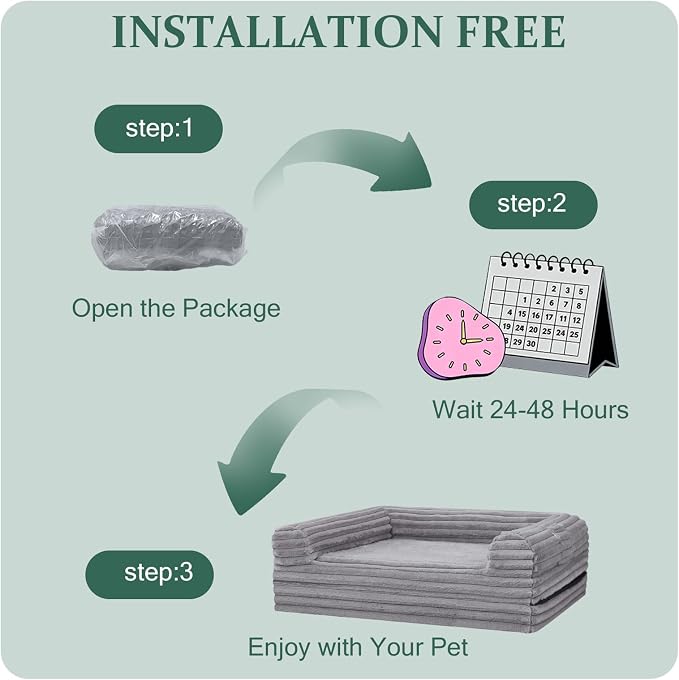 Human Dog Bed for Adults, Foldable Human Size Dog Bed | 2-in-1 Large Pet Sofa with Bolster, Orthopedic Egg Crate Foam, Calming Fluffy Pet Couch, Removable Cover, 71"x43"x10", Black - Image 8