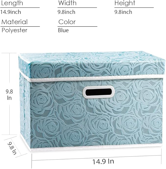 PRANDOM Collapsible Storage Cubes with Lids Fabric Decorative Storage Bins Boxes Organizer Containers Baskets with Cover Handles for Bedroom Closet Living Room 14.9x9.8x9.8 Inch 3 Pack - Image 4