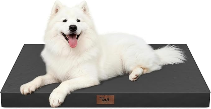 Large Waterproof Orthopedic Dog Bed with Egg Crate Foam | Fits 42x28 Crates, TPU Waterproof Layer, 1680D Washable Oxford Cover, Portable Handle, Indoor & Outdoor Use, Up to 80 lbs by TailStories