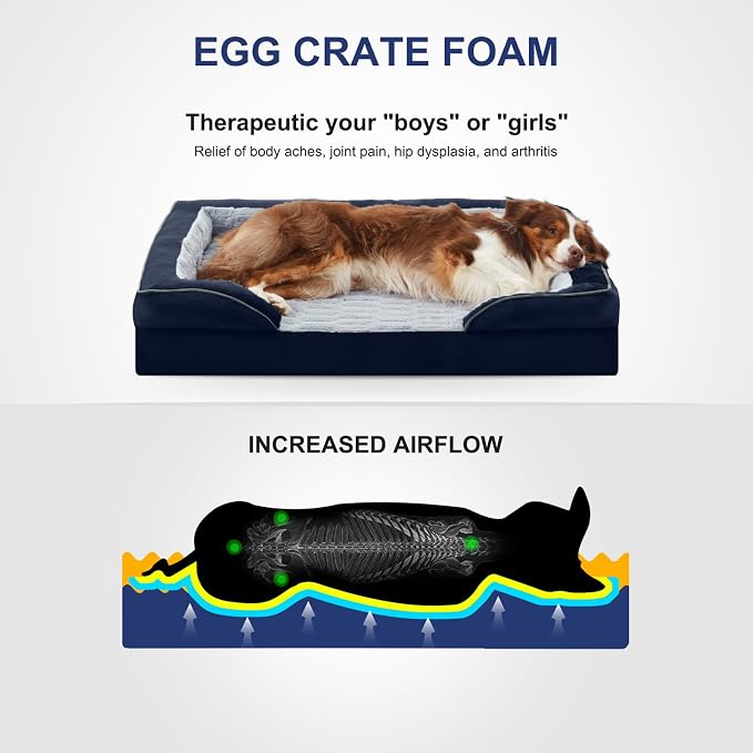 FURTIME Orthopedic Dog Bed for Medium Size Dog, Waterproof Dog Beds, 35x25x6.5 Supportive Foam Pet Couch Bed with Removable Washable Cover and Nonskid Bottom - Image 3