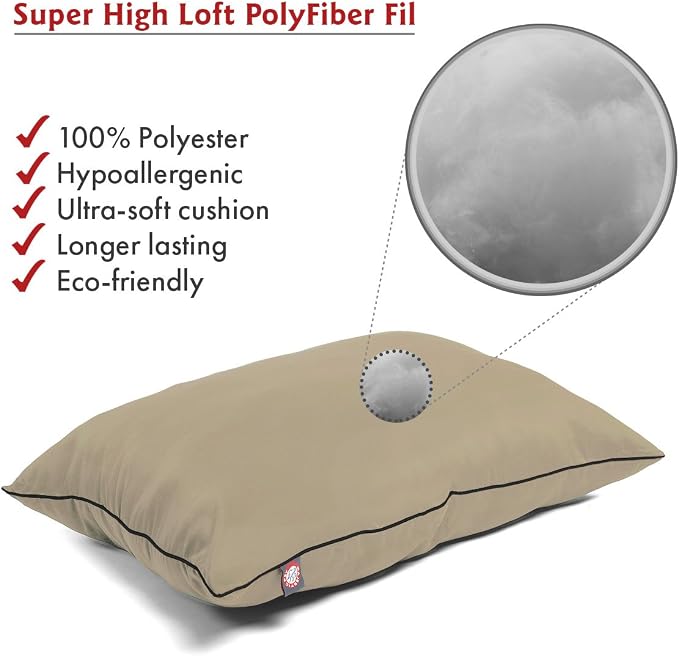 Majestic Pet Rectangle Medium Dog Bed Washable – Non Slip Comfy Pet Bed – Dog Crate Bed Super Value Pillow Dog Bed – Dog Kennel Bed for Sleeping - Dog Bed Medium Breed 35 x 28 Inch – Solid Khaki - Image 3
