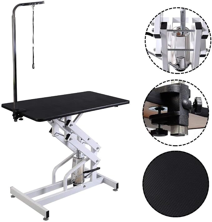 Hydraulic Dog Pet Grooming Table, 42 Inch Heavy Duty Professional Pet Grooming Station 21'' -36'' Height Adjustable for Small Medium Large Dog at Home with Clamps and Grooming Noose, Black - Image 4