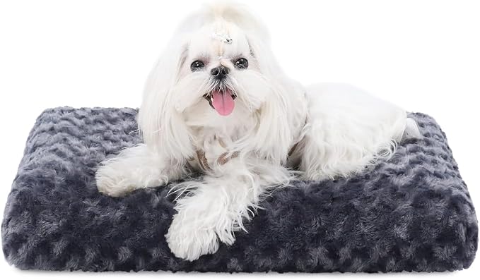 KSIIA Washable Dog Bed Deluxe Plush Dog Crate Beds Comfy Kennel Pad Anti-Slip Pet Sleeping Mat for Large, Jumbo, Medium, Small Dogs Breeds, 21" x 13", Dark Grey by KSIIAPetProducts
