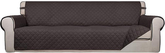 PureFit Reversible Quilted Couch Covers for Dogs Sofa Cover 4 Seater 88" | Chocolate/Chocolate, Water Resistant Couch Protector, Washable Pet Couch Cover with Non Slip and Elastic Straps For Kids by PureFit