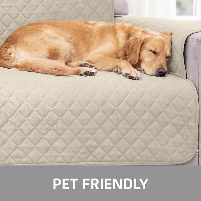 Sofa Shield 100% Waterproof Couch Cover with Patented Straps, Slip & Stain Resistant Furniture Protector, Machine Washable Sofa Slipcover for Dogs Cats Pets Kids, 23 inch Seat, Armchair, Taupe - Image 9