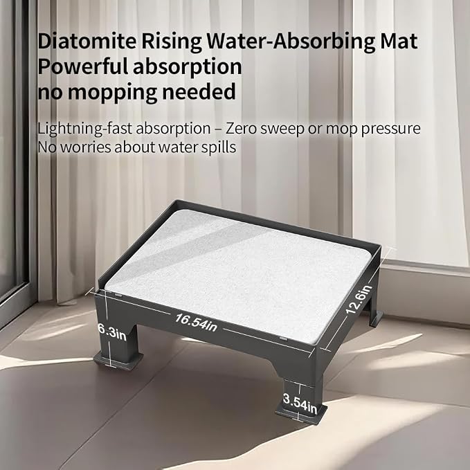 Diatomite Mat Pet Feeder Stand – Compatible with Most Dog Bowls & Automatic Feeders, Elevated Dining Station with Non-Skid Feet & Adjustable Height that Absorb Spills to Keep The Bowl Area Clean - Image 2