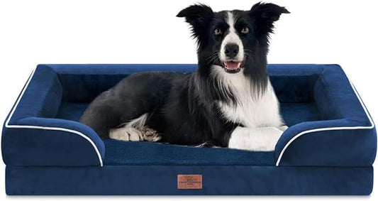 Comfort Expression Orthopedic Dog Beds for Large Sized Dog with Bolster | Waterproof Dog Couch Bed with Washable Cover & Non-Slip Bottom, Supportive Egg Crate Foam Large Pet Bed, 36x27 Inch by ComfortExpression