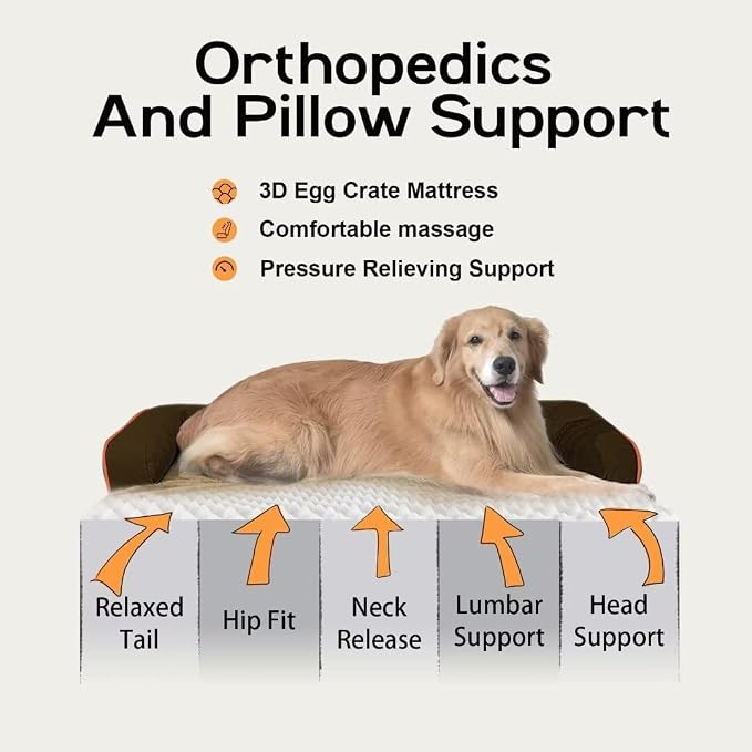 MEKIY Orthopedic Dog Sofa Bed with Bolster for Small Dogs Cats | Pillow Support for Neck Relief, Egg Crate Foam, Waterproof Liner, Anti-Slip Bottom, Removable Bolster Cover, 20 x 15 Inch - Image 3