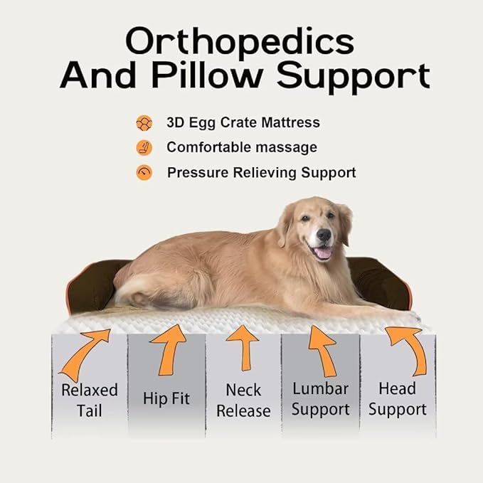 MEKIY Orthopedic Comfy Washable Dog Bed with Bolster for Medium Small Dogs | Pillow Support for Neck Relief, Egg Crate Foam, Skin-Friendly Surface, Waterproof Liner, Anti-Slip Bottom, 28 x 21 Inch - Image 3