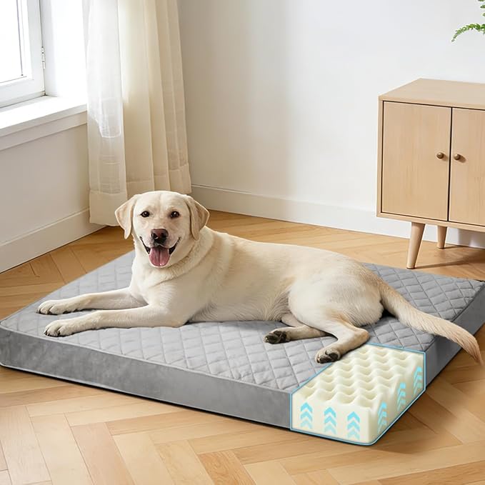 NUPIDA Orthopedic Dog Beds for Extra Large Dogs Waterproof Pet Kennel Pad with Removable Washable Cover and Non-Slip Bottom, 44x32 Inch, Grey by NUPIDAPet%E2%80%99sHome