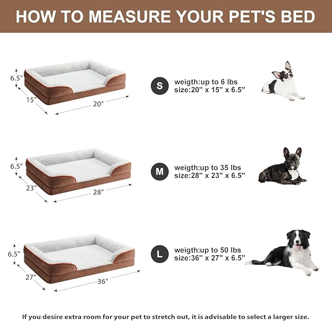 LEXTRO Washable Orthopedic Dog Bed, Waterproof Couch for Large Senior Dogs | 36x27 Inch Comfy Sleeping Dog Bed with Egg Crate Foam, Dog Sofa with Removable Cover, Waterproof Lining&Non-Slip Bottom - Image 4