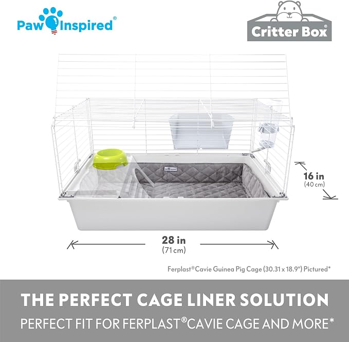 Paw Inspired Critter Box Cage Liner, Raised Sides, C&C 2x1 Size | Washable Fleece Bedding for Guinea Pigs Rabbits, Hamsters, Small Animals, Edge Protected Pee Pads - Image 5