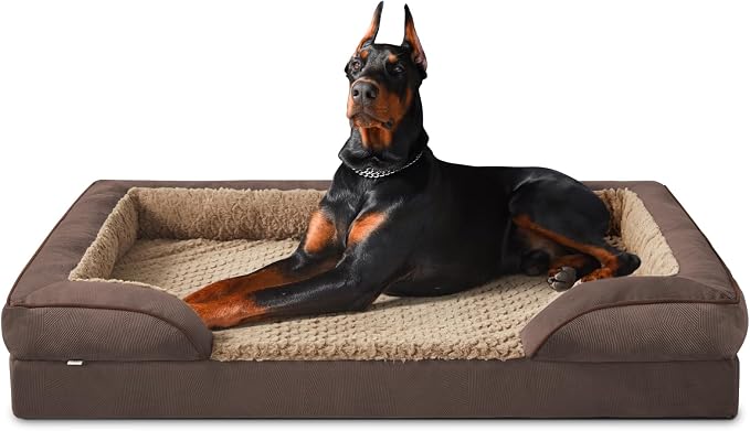 INVENHO Orthopedic Dog Bed for Extra Large Dogs, XXL Egg-Crate Foam Dog Couch with Washable Removable Cover, Waterproof Lining and Nonskid Bottom by INVENHO