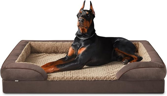 INVENHO Orthopedic Dog Bed for Extra Large Dogs, XXL Egg-Crate Foam Dog Couch with Washable Removable Cover, Waterproof Lining and Nonskid Bottom by INVENHO