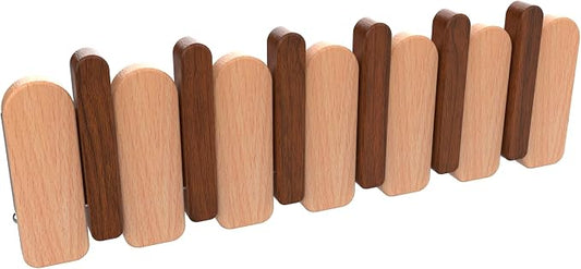 Wall Mounted Coat RackHooks Piano Key Hangers Natural Solid Wood Hanger Non-Woven Fabric Clothes Hangers for Closet, Kitchen, Bedroom, Bathroom, Entryway (Moon Walnut-Beech, 6 Hooks) by MurphyBedKitMattresFrame