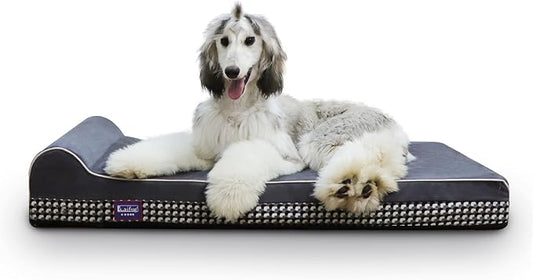 Laifug Orthopedic Dog Beds for Large Dogs,4.5" Memory Foam Dog Beds,Durable Water Proof Liner Removable and Washable, Nonskid Bottom, Black and White Plaid 46"x28"x8" by Laifug