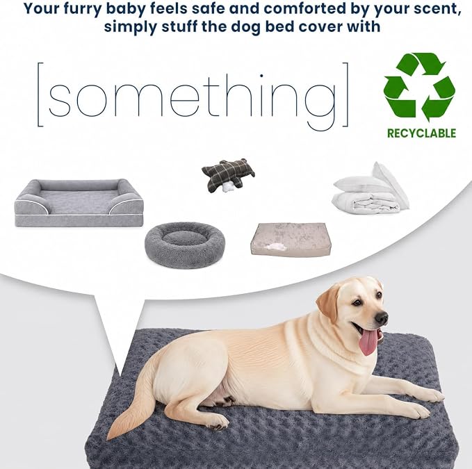 Waterproof Dog Bed Cover Replacement, Luxury Faux Fur Calming Pet Bed Cover with Fitted Sheet Design, Anti-Slip Bottom & Elastic Cord, Washable Protective Topper for Orthopedic Dog Beds - Image 3