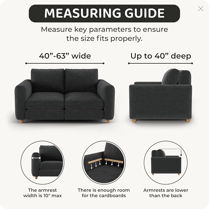PAULTO BY GA.I.CO. Stretch Sofa Slipcovers – Soft Elastic Fabric Couch Cover for Armchair Loveseat 3-Seater & 4-Seater Sofa Cover – Non-Slip Furniture Protector Washable - Crisp White (40"-63" Wide) - Image 4