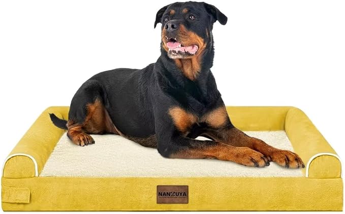 NANUYA Orthopedic Dog Bed for XX-Large Dogs, 44 x 34 Inch, Ginger | Egg crate foam for joint support, 3-sided bolster pet sofa, waterproof lining, washable cover, and non-skid base - Image 8