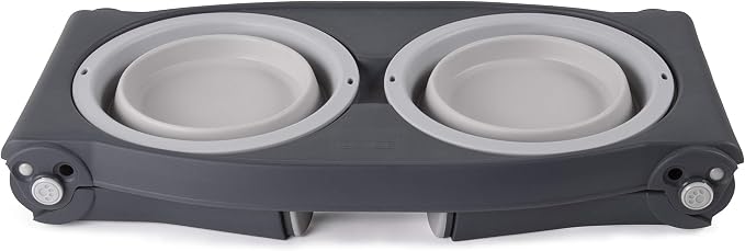Dexas Pets Adjustable Height Double Pet Feeder, Light Gray - Image 2