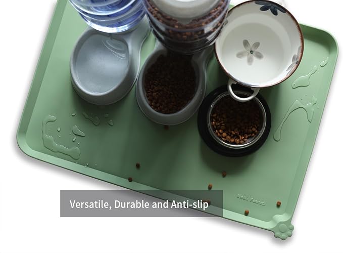 Hoki Found X-Large Silicone Pet Feeding Mats - Non Slip Dog Cat Bowl Mats - Waterproof for Carpet - Jade - Image 4