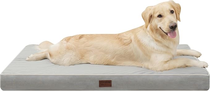Light Grey 54''x42''x4 Jumbo XXXL Orthopedic Dog Bed | Soft, Waterproof, Egg Foam, Pet Crate Beds Mat, Kennel Pads, Removable Washable Cover,Non-Slip Bottom,Anti-slip oxford fabric by YIZHUOPET