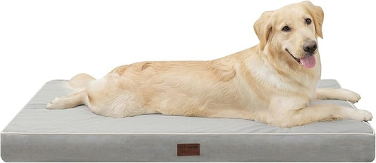 Light Grey 47''x29''x4 Large XXL Orthopedic Dog Bed | Soft, Waterproof, Egg Foam, Pet Crate Beds Mat, Kennel Pads, Removable Washable Cover,Non-Slip Bottom,Anti-slip oxford fabric by YIZHUOPET