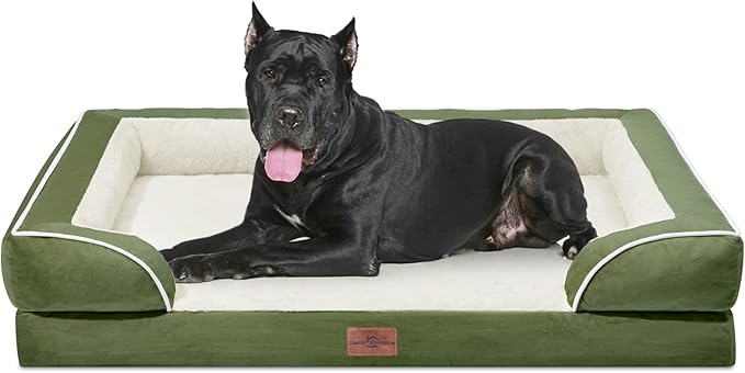 Comfort Expression Orthopedic Dog Bed for Extra Large Dogs with Bolster | Waterproof Dog Couch Bed with Washable Cover & Non-Slip Bottom, Supportive Egg Crate Foam Big Dog Bed, 53x42Inch by ComfortExpression