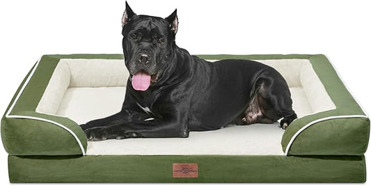 Comfort Expression Orthopedic Dog Bed for Extra Large Dogs with Bolster | Waterproof Dog Couch Bed with Washable Cover & Non-Slip Bottom, Supportive Egg Crate Foam Big Dog Bed, 53x42Inch by ComfortExpression