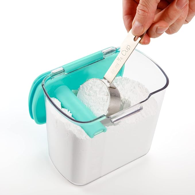 Progressive ProKeeper Baker's Airtight Kitchen Storage Canister Container Set for Flour, Sugar & More, Keeps Ingredients Fresh, with Accessories (Turquoise, 6- Piece) - Image 8