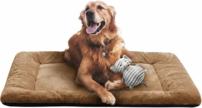 Dog Crate Pad Washable Dog Bed for Crate Large Cozy Mat 42-Inch Camel | Ultra Soft Kennel Pad,Anti-Slip Bottom,Fits for Most Metal Crates,Comfortable Sleeping Pet Mat by VERZEY